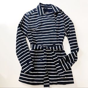 Gap Navy & White Stripe Trench Button Rain Coat